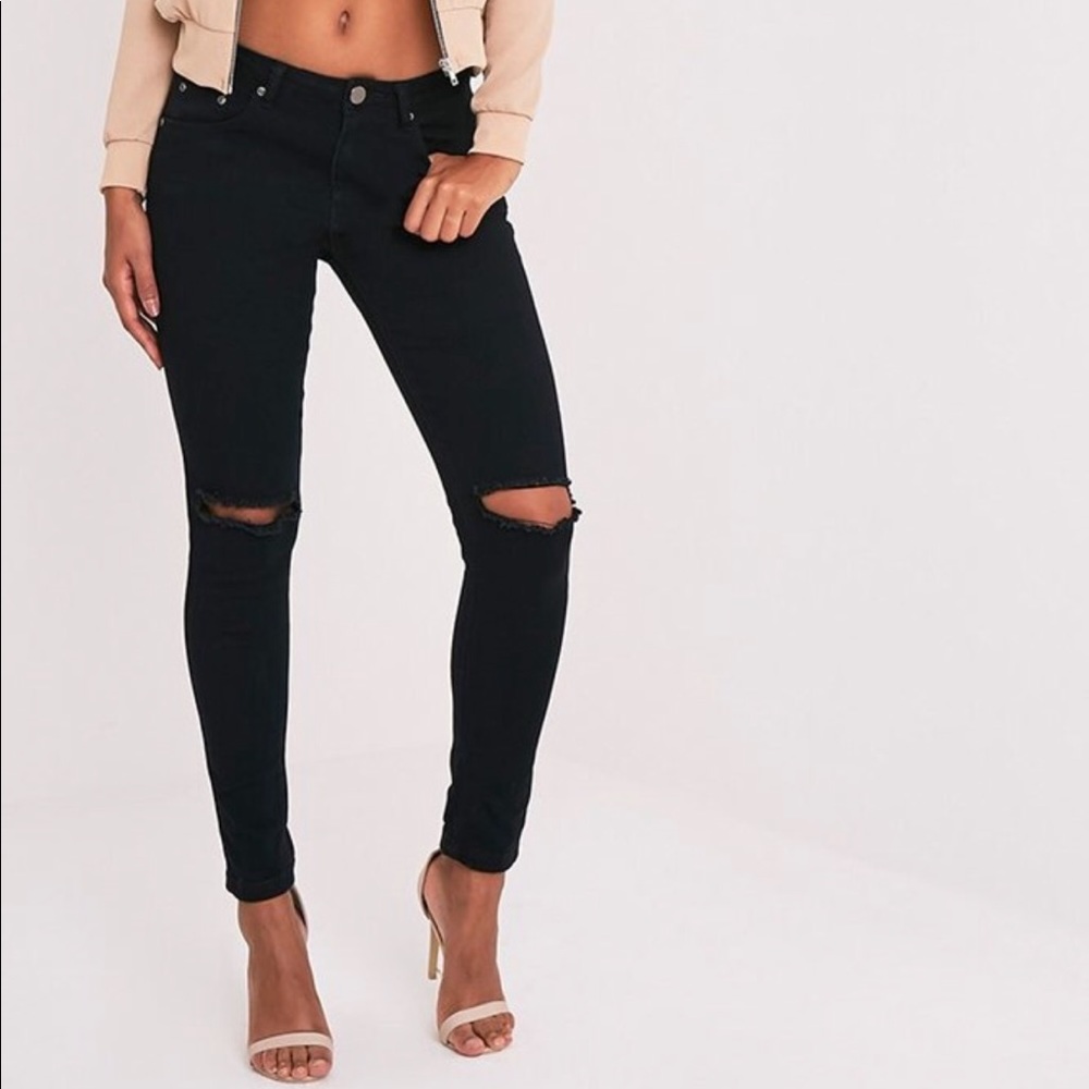 Black knee slit jeans